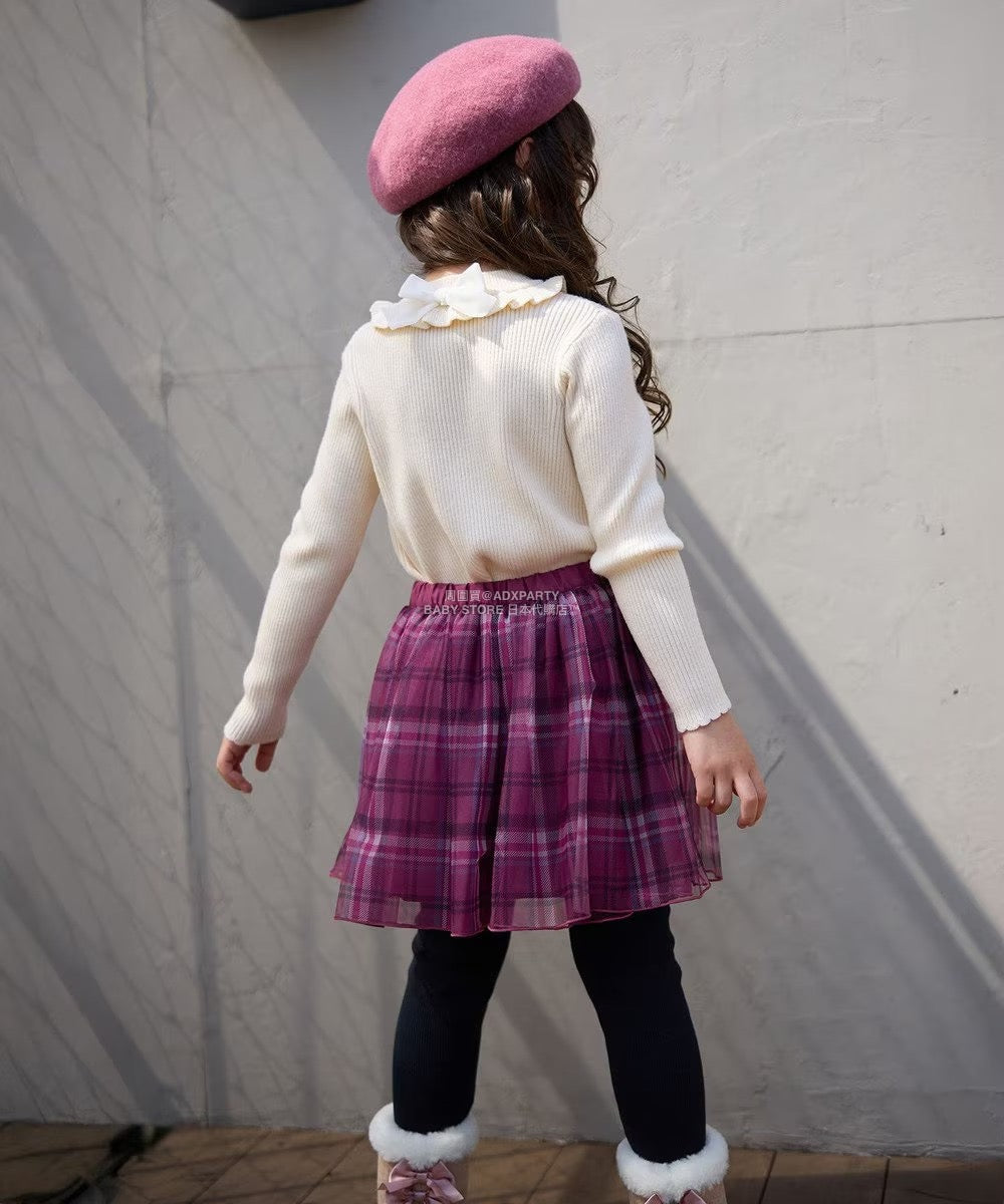 日本童裝 aF#a325 假兩件網紗裙連褲 90-140cm 女童款 秋季 SKIRTS PANTS