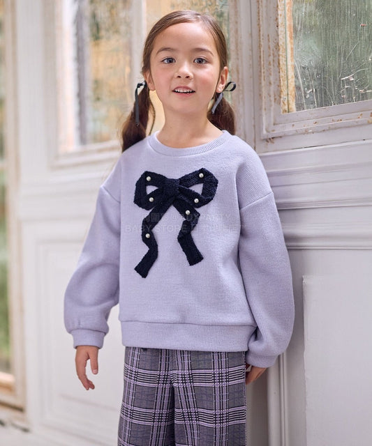 日本童裝 aF#a325 蝴蝶結針織上衣 110-160cm 女童款 冬季 TOPS