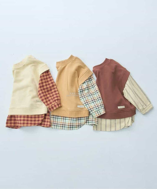 日本童裝 p.premier 假兩件拼接上衣 80-140cm 男童款 秋季 TOPS