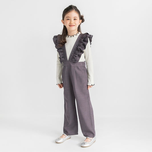 日本童裝 Branshes 荷葉邊背帶褲 80-150cm 女童款 春季 Jumpsuit
