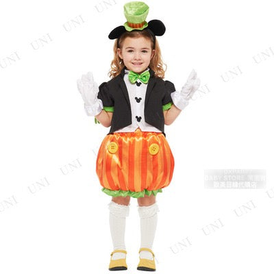 現貨區1-2日寄出-日本直送 Disney 南瓜米奇 80-100cm 男童款/女童款 萬聖節 Cosplay服裝 Halloween攪鬼特輯