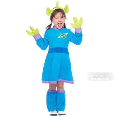 日本直送 Disney Toy Story Alien 80-120cm 女童款 萬聖節 Cosplay服裝 Halloween攪鬼特輯 AAA