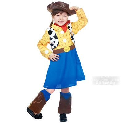日本直送 Disney Toy Story Woody 80-140cm 女童款 萬聖節 Cosplay服裝 Halloween攪鬼特輯 AAA
