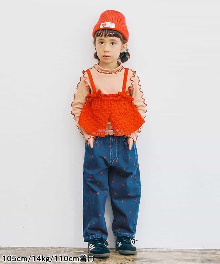 日本童裝 p.premier 心型刺繡直筒牛仔褲 80-140cm 男童款/女童款 秋季 PANTS
