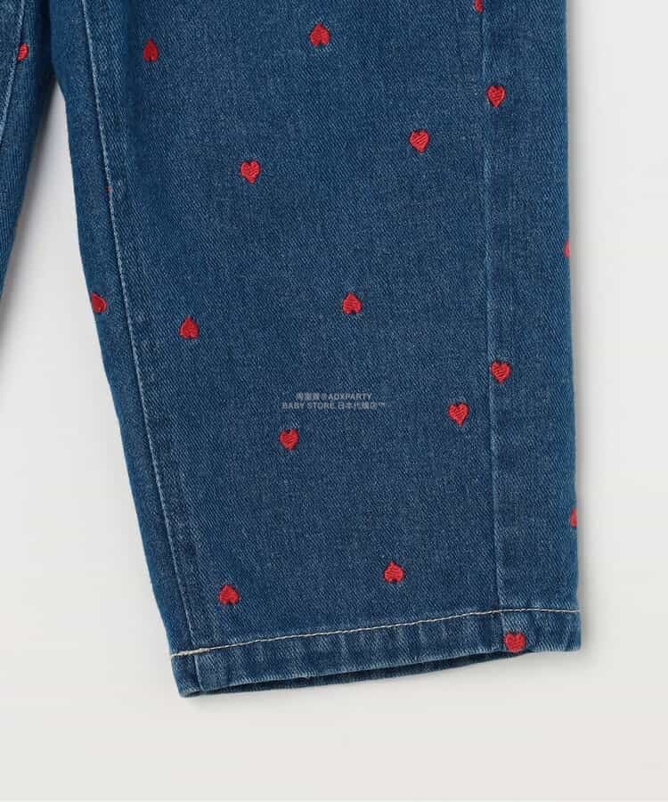 日本童裝 p.premier 心型刺繡直筒牛仔褲 80-140cm 男童款/女童款 秋季 PANTS
