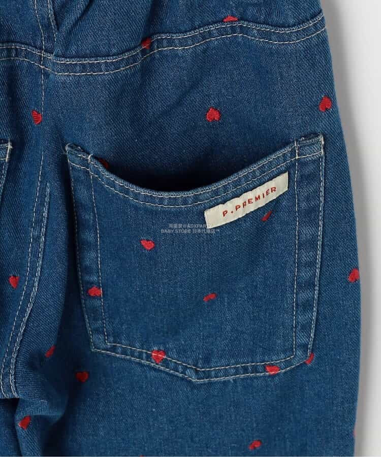 日本童裝 p.premier 心型刺繡直筒牛仔褲 80-140cm 男童款/女童款 秋季 PANTS
