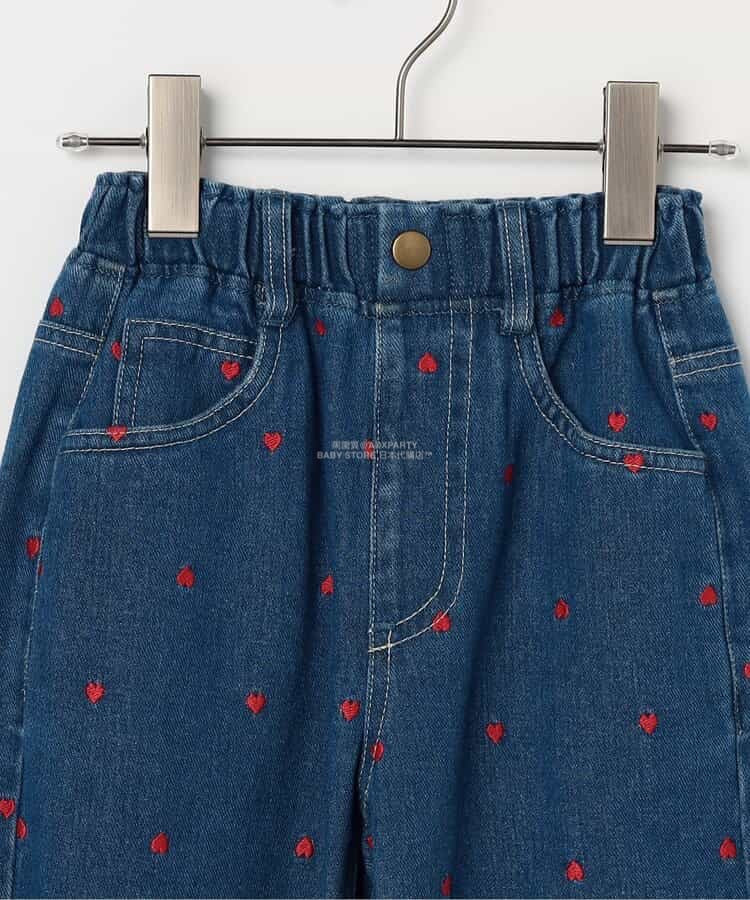 日本童裝 p.premier 心型刺繡直筒牛仔褲 80-140cm 男童款/女童款 秋季 PANTS