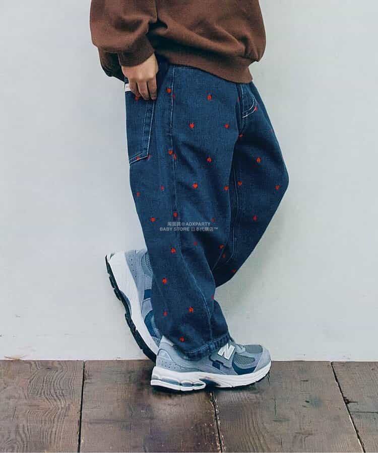 日本童裝 p.premier 心型刺繡直筒牛仔褲 80-140cm 男童款/女童款 秋季 PANTS