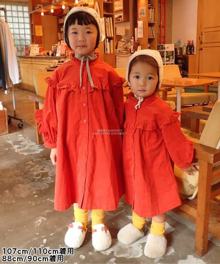 日本童裝 p.premier 荷葉邊襯衫連身裙 80-140cm 女童款 秋季 DRESSES