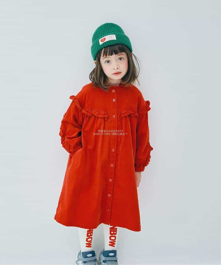 日本童裝 p.premier 荷葉邊襯衫連身裙 80-140cm 女童款 秋季 DRESSES
