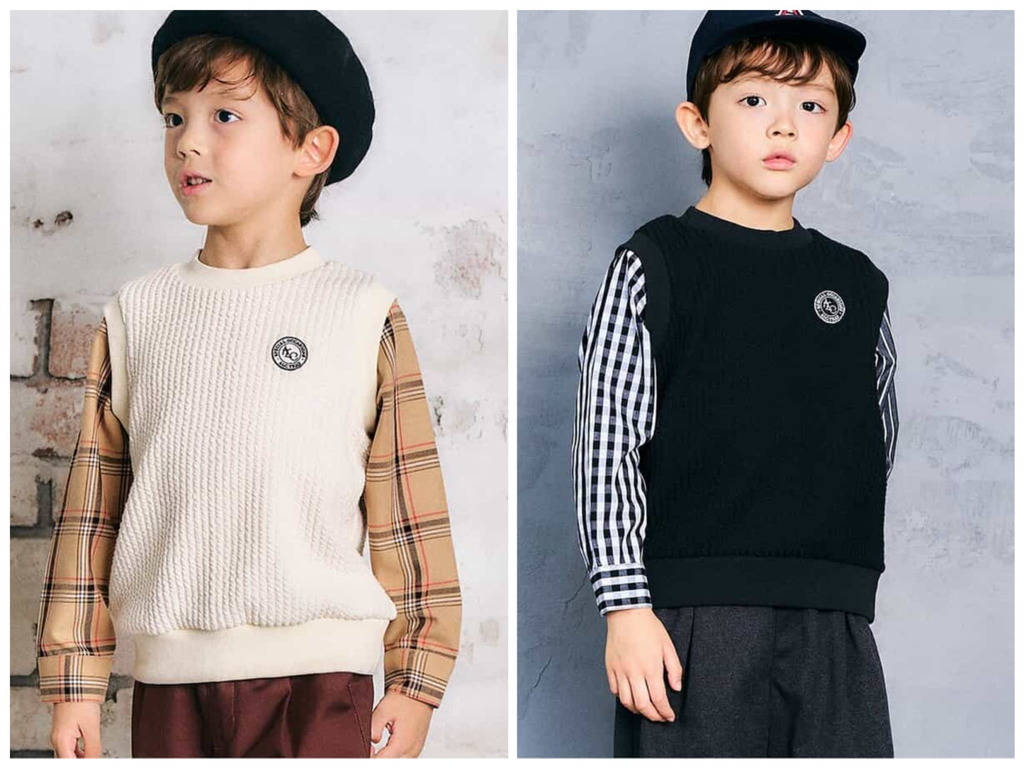 日本童裝 apres les cours 假兩件格仔上衣 80-130cm 男童款 秋季 TOPS