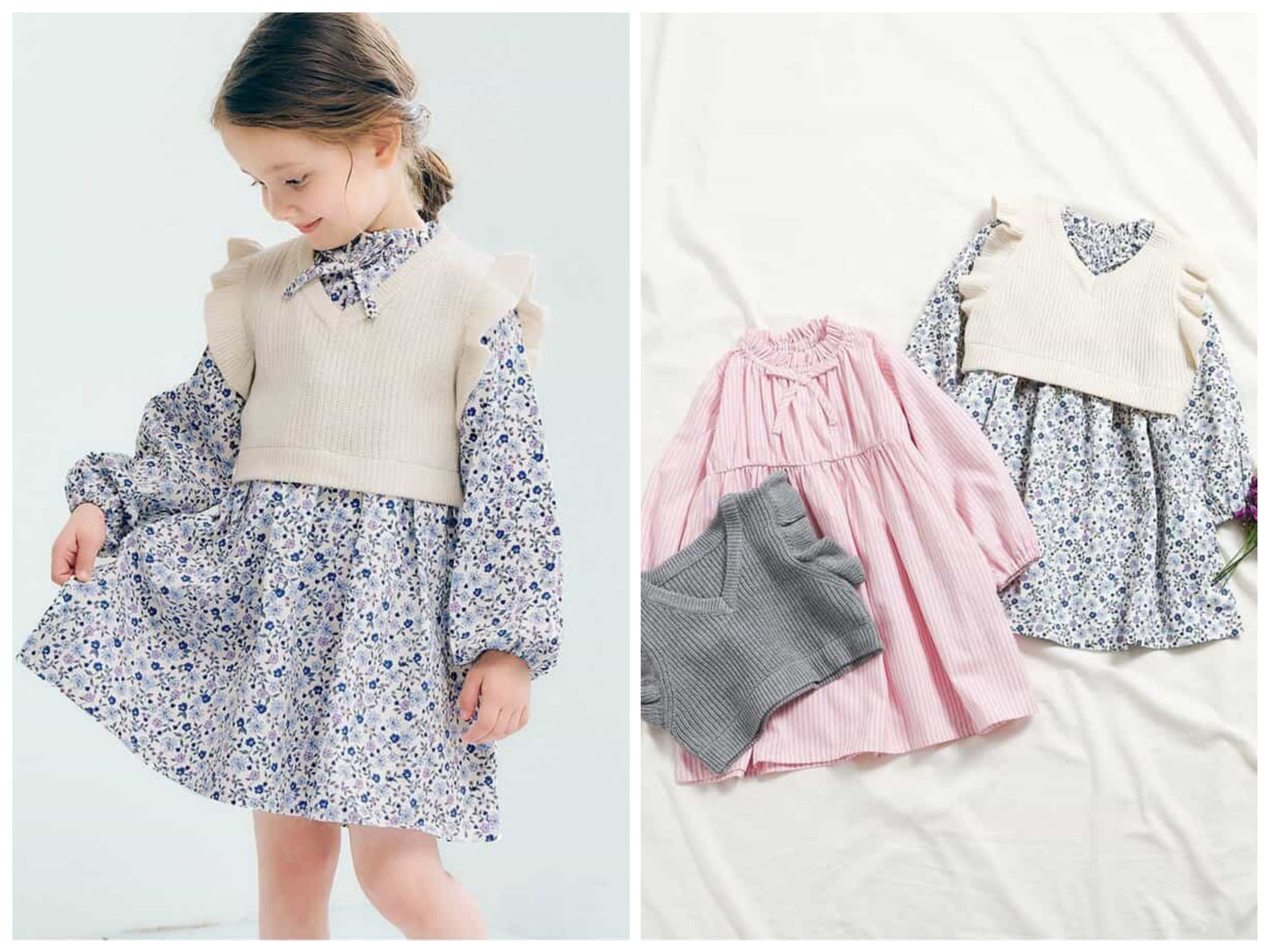 日本童裝 apres les cours 針織上衣連身裙套裝 80-140cm 女童款 秋季 TOPS DRESSES