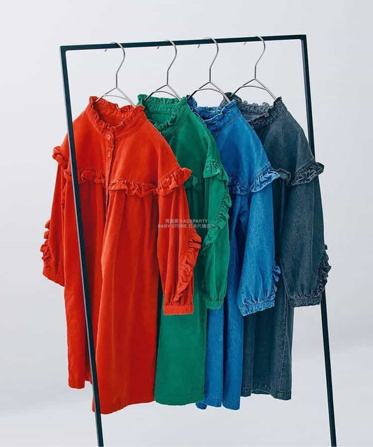 日本童裝 p.premier 荷葉邊襯衫連身裙 80-140cm 女童款 秋季 DRESSES