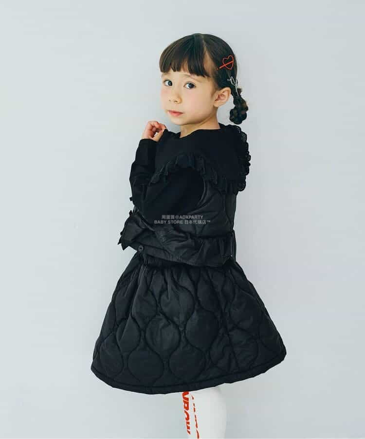 日本童裝 p.premier 絎縫夾棉吊帶半裙兩件套裝 80-140cm 女童款 秋季 TOPS SKIRTS