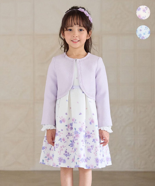 日本童裝 aF#a325 花花印花短袖連身裙 110-130cm 女童款 冬季 DRESSES 面試/宴會/表演