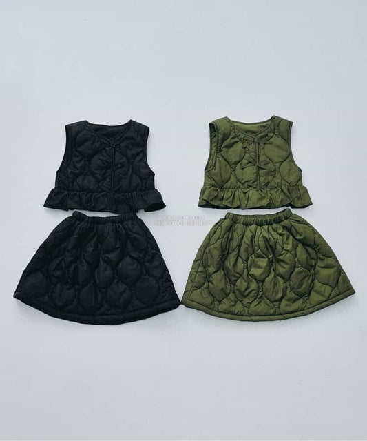 日本童裝 p.premier 絎縫夾棉吊帶半裙兩件套裝 80-140cm 女童款 秋季 TOPS SKIRTS