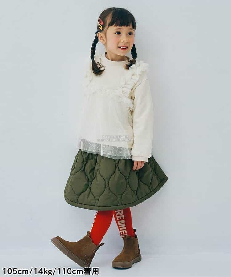 日本童裝 p.premier 絎縫夾棉吊帶半裙兩件套裝 80-140cm 女童款 秋季 TOPS SKIRTS