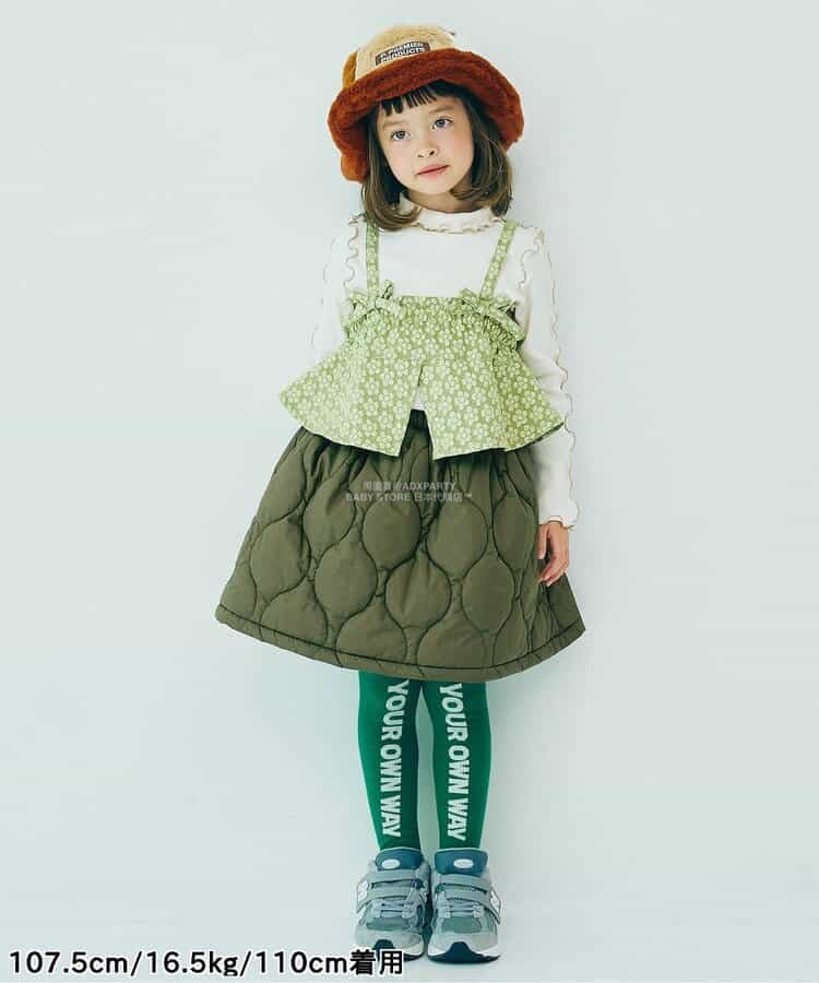 日本童裝 p.premier 絎縫夾棉吊帶半裙兩件套裝 80-140cm 女童款 秋季 TOPS SKIRTS