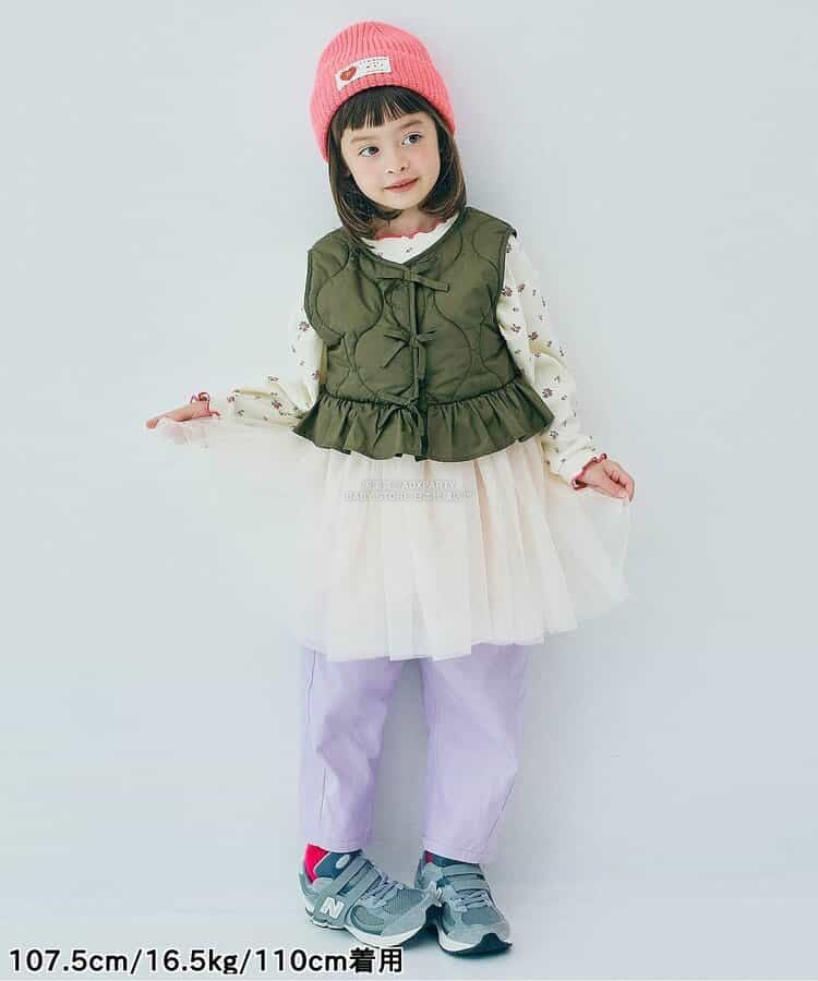 日本童裝 p.premier 絎縫夾棉吊帶半裙兩件套裝 80-140cm 女童款 秋季 TOPS SKIRTS
