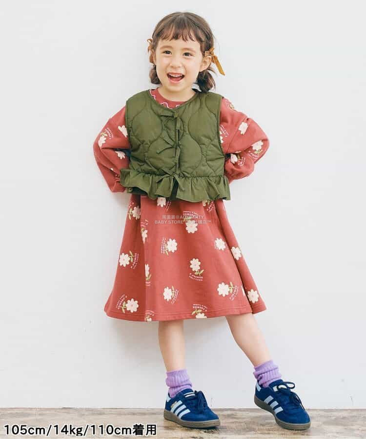 日本童裝 p.premier 絎縫夾棉吊帶半裙兩件套裝 80-140cm 女童款 秋季 TOPS SKIRTS
