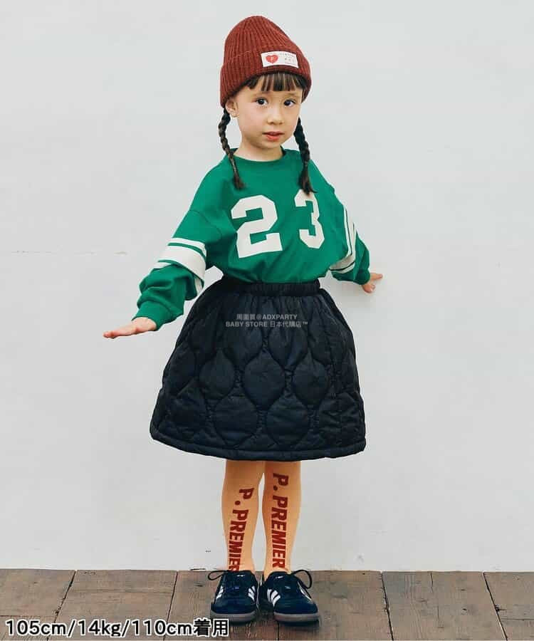 日本童裝 p.premier 絎縫夾棉吊帶半裙兩件套裝 80-140cm 女童款 秋季 TOPS SKIRTS