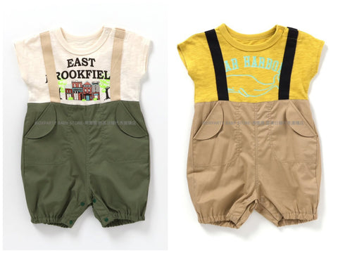 日本童裝 BR#22EE 假兩件連衣 70-80cm 男童款/女童款 初生嬰兒 夏季 Jumpsite