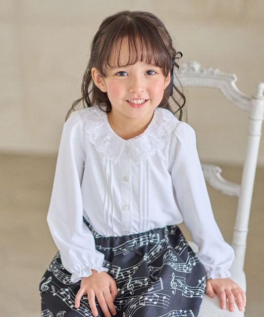 日本童裝 aF#a325 蕾絲領襯衫 110-130cm 女童款 冬季 TOPS 面試/宴會/表演