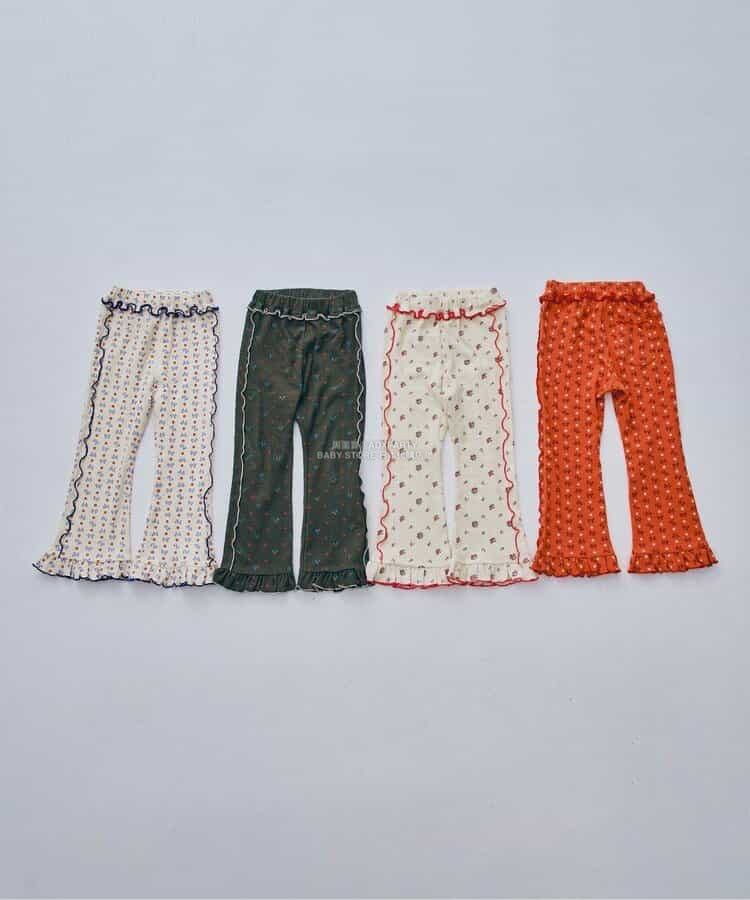 日本童裝 p.premier 印花彈力華夫格喇叭褲 80-140cm 女童款 秋季 PANTS