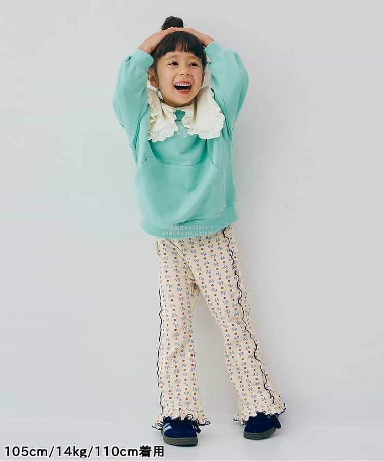 日本童裝 p.premier 印花彈力華夫格喇叭褲 80-140cm 女童款 秋季 PANTS
