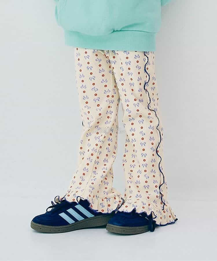 日本童裝 p.premier 印花彈力華夫格喇叭褲 80-140cm 女童款 秋季 PANTS