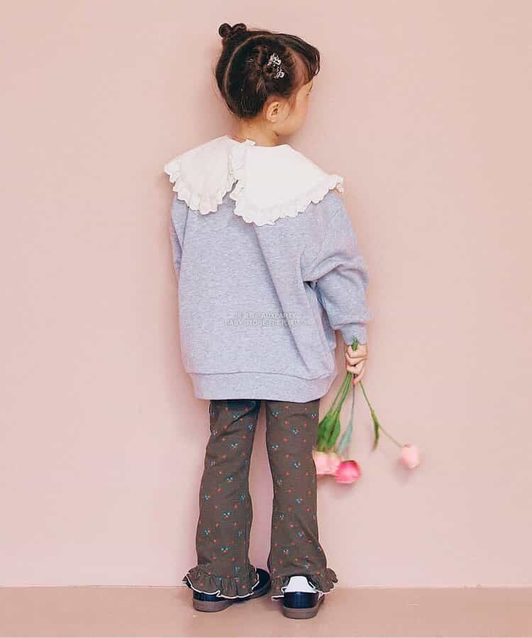 日本童裝 p.premier 印花彈力華夫格喇叭褲 80-140cm 女童款 秋季 PANTS