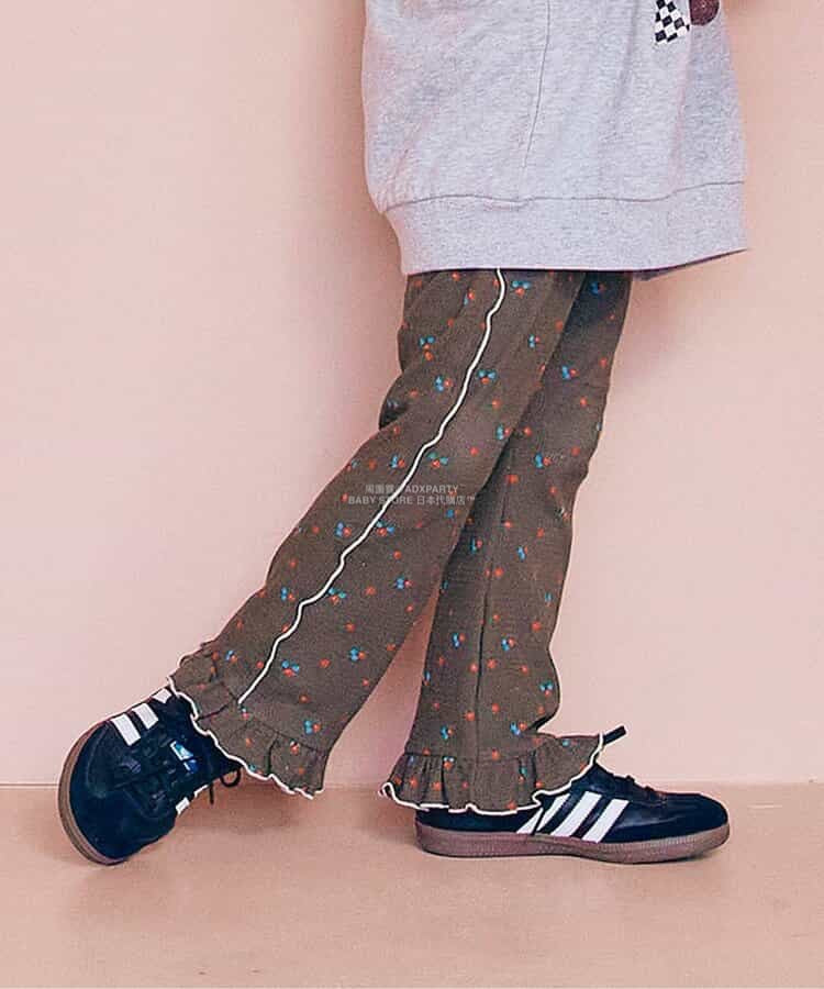 日本童裝 p.premier 印花彈力華夫格喇叭褲 80-140cm 女童款 秋季 PANTS