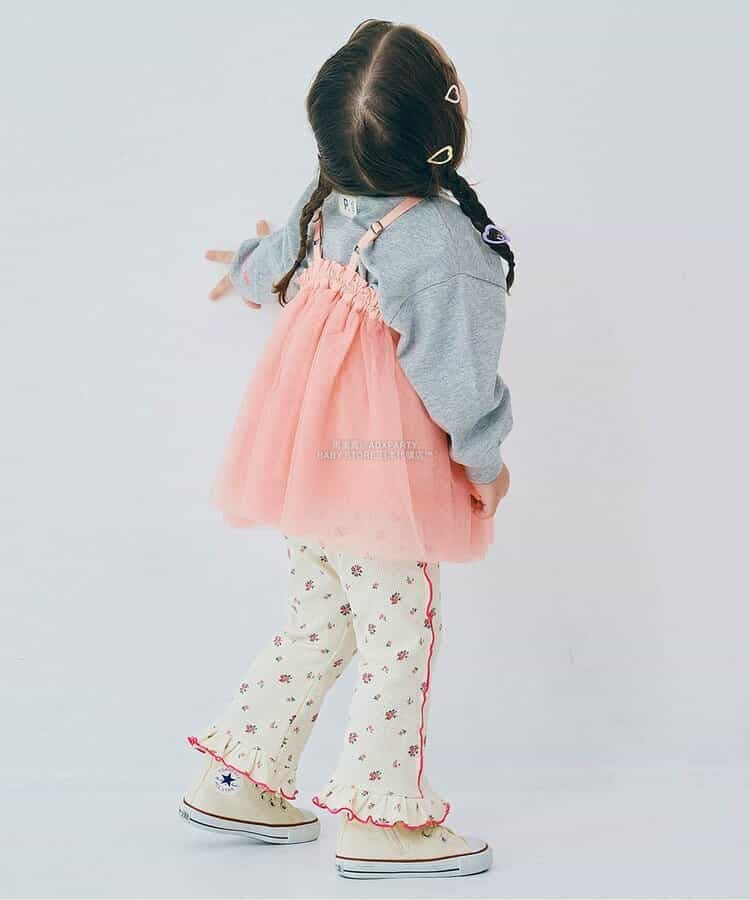 日本童裝 p.premier 印花彈力華夫格喇叭褲 80-140cm 女童款 秋季 PANTS
