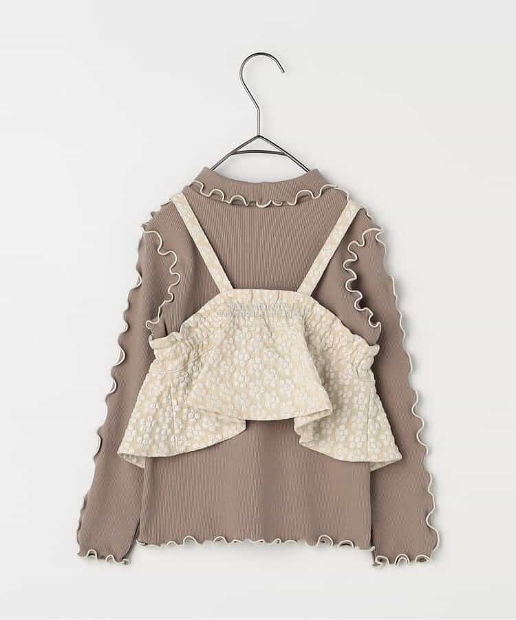 日本童裝 p.premier 花卉提花吊帶及上衣兩件套裝 80-140cm 女童款 秋季 TOPS