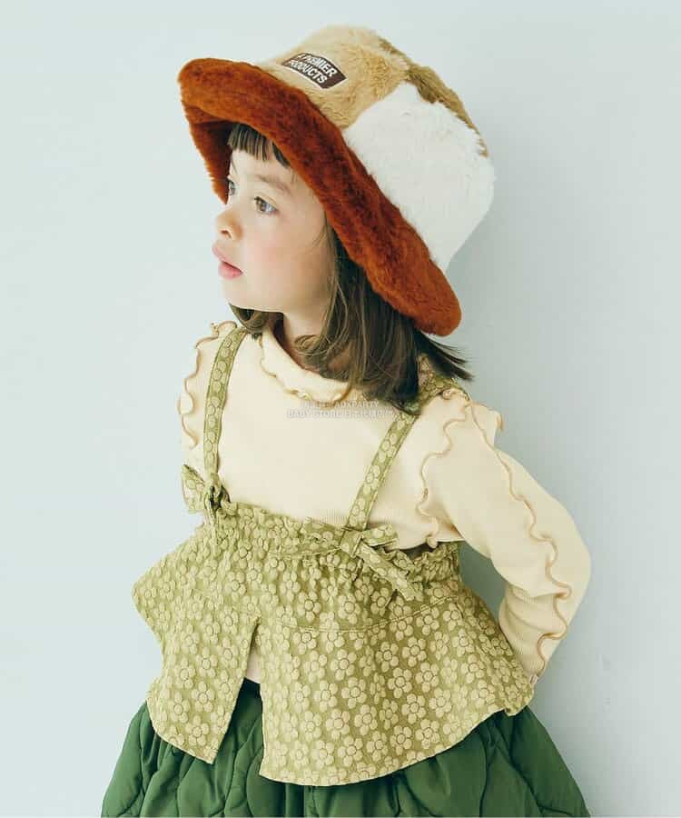 日本童裝 p.premier 花卉提花吊帶及上衣兩件套裝 80-140cm 女童款 秋季 TOPS