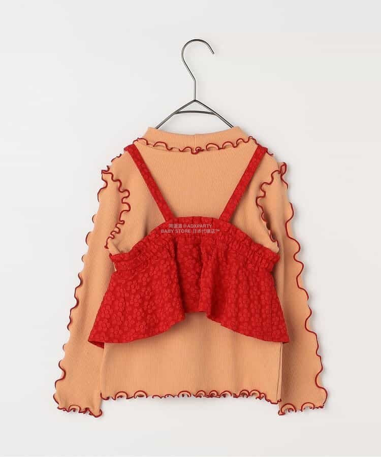 日本童裝 p.premier 花卉提花吊帶及上衣兩件套裝 80-140cm 女童款 秋季 TOPS