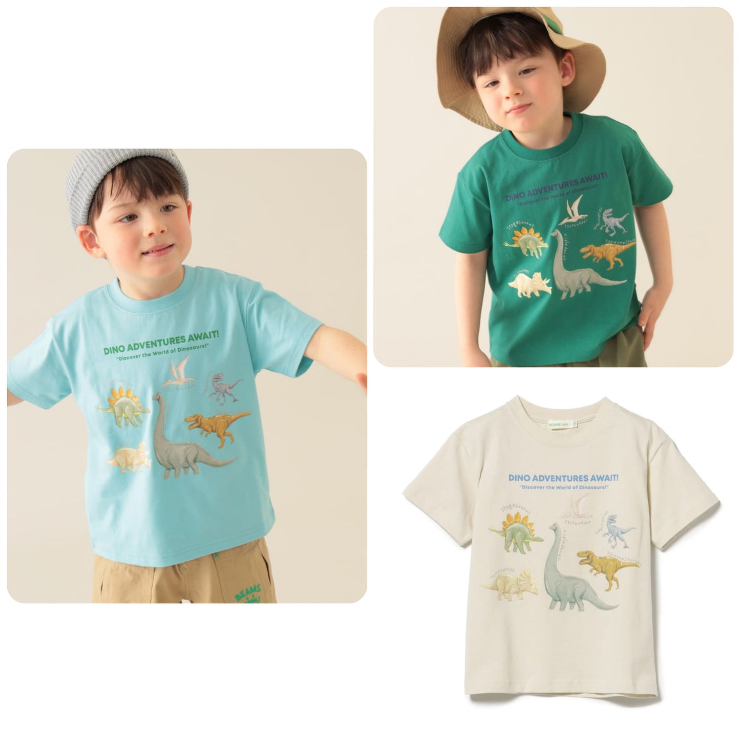 Japanese children's clothing BEAMS mini dinosaur print top 90-150cm boys' summer TOPS