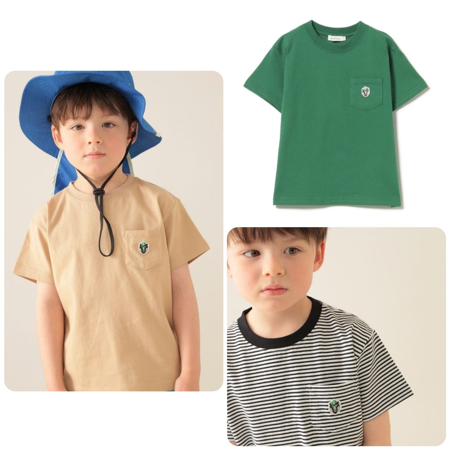 Japanese children's clothing BEAMS mini Bear pattern top 90-150cm boys' summer TOPS