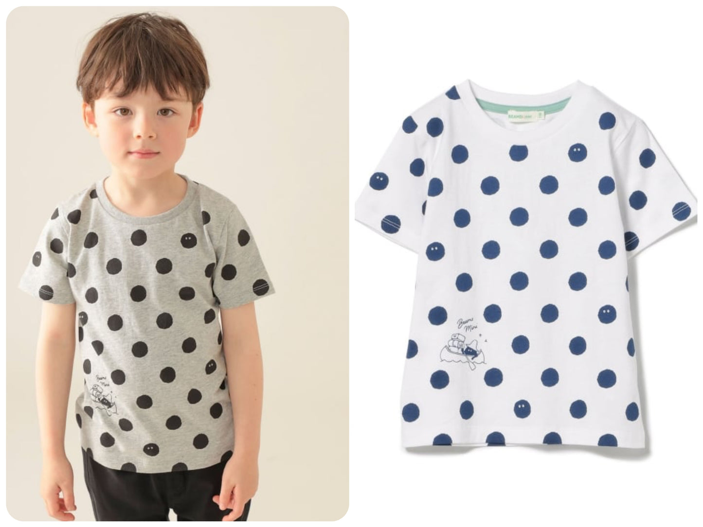 Japanese children's clothing BEAMS mini polka dot top 90-150cm girls summer TOPS