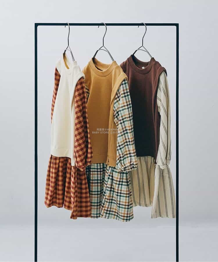 日本童裝 p.premier 假兩件拼接連身裙 80-140cm 女童款 秋季 DRESSES