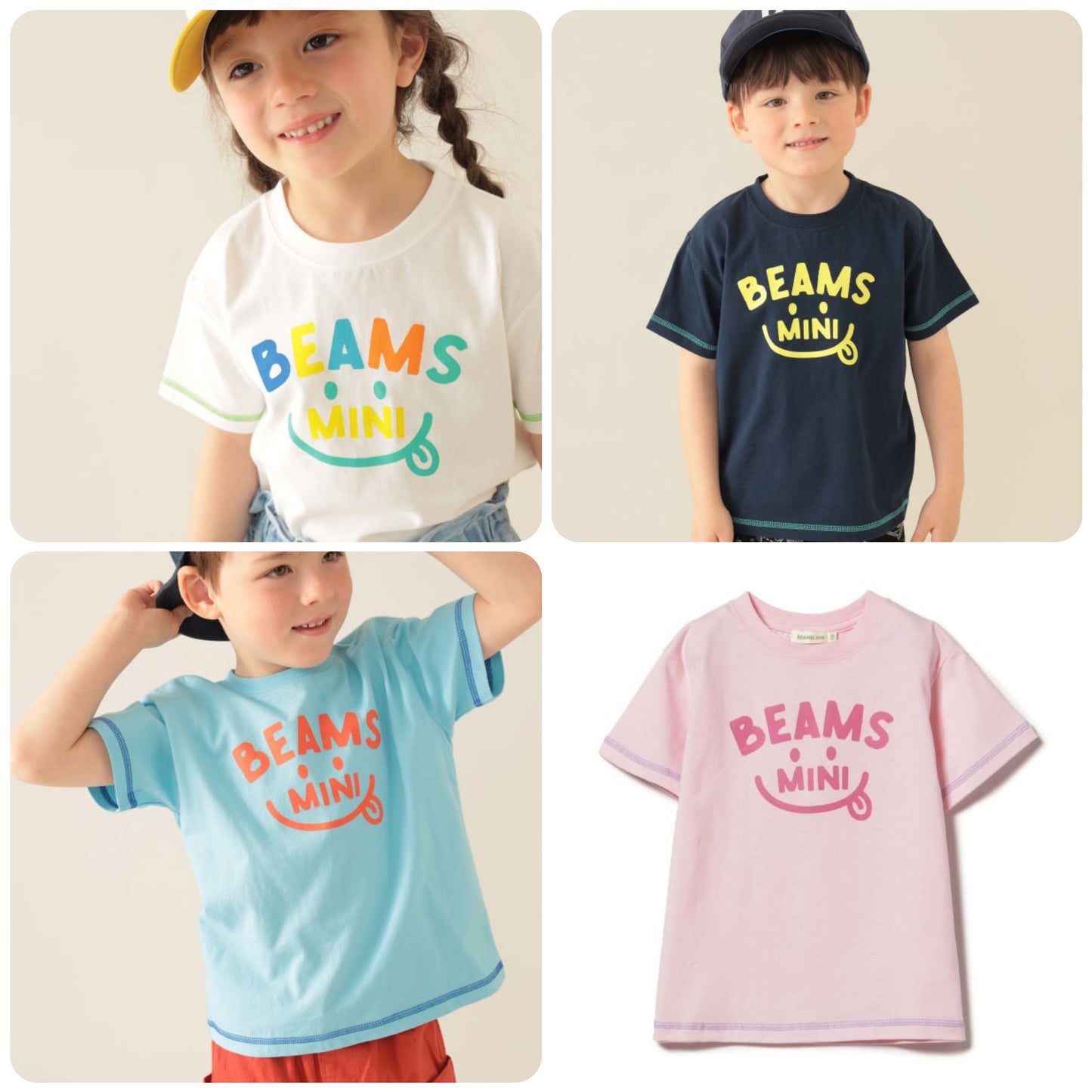 Japanese children's clothing BEAMS mini parent-child short-sleeved tops 90-130cm boys'/girls' summer TOPS