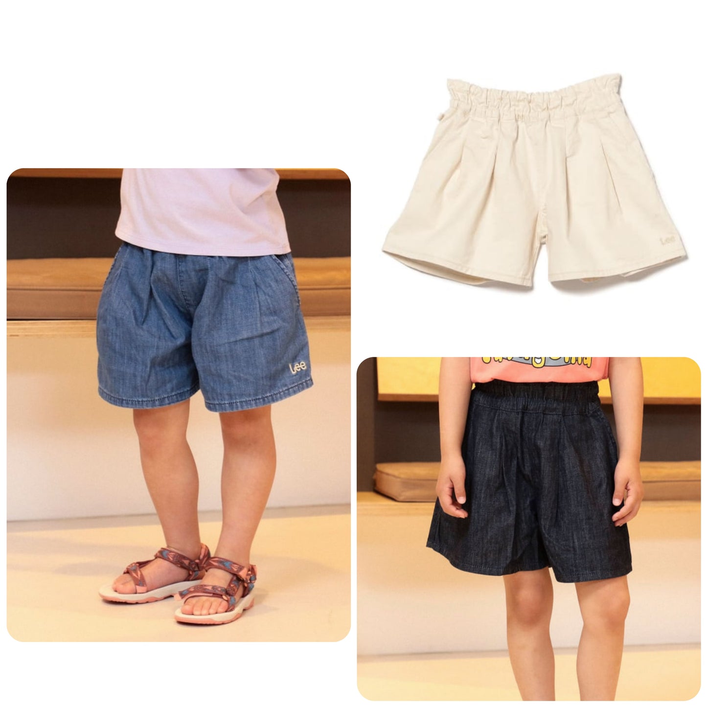Japanese children's clothing B:MING by BEAMS x Lee denim culottes 110-150cm girls' summer PANTS