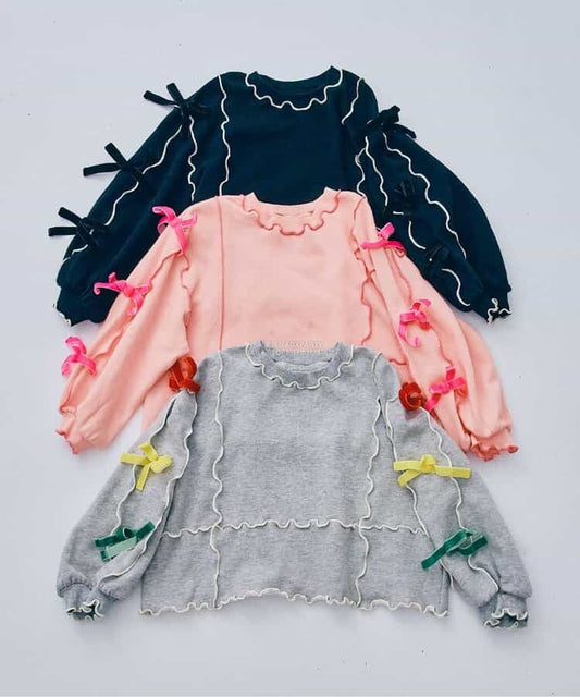 日本童裝 p.premier 蝴蝶結絲帶衛衣 80-140cm 女童款 秋季 TOPS