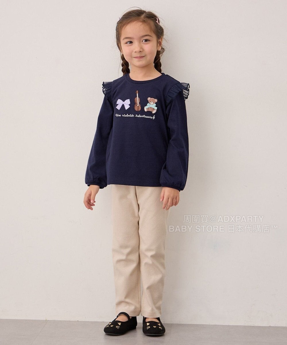 日本童裝 aF#a325 刺繡圖案上衣 100-150cm 女童款 秋季 TOPS