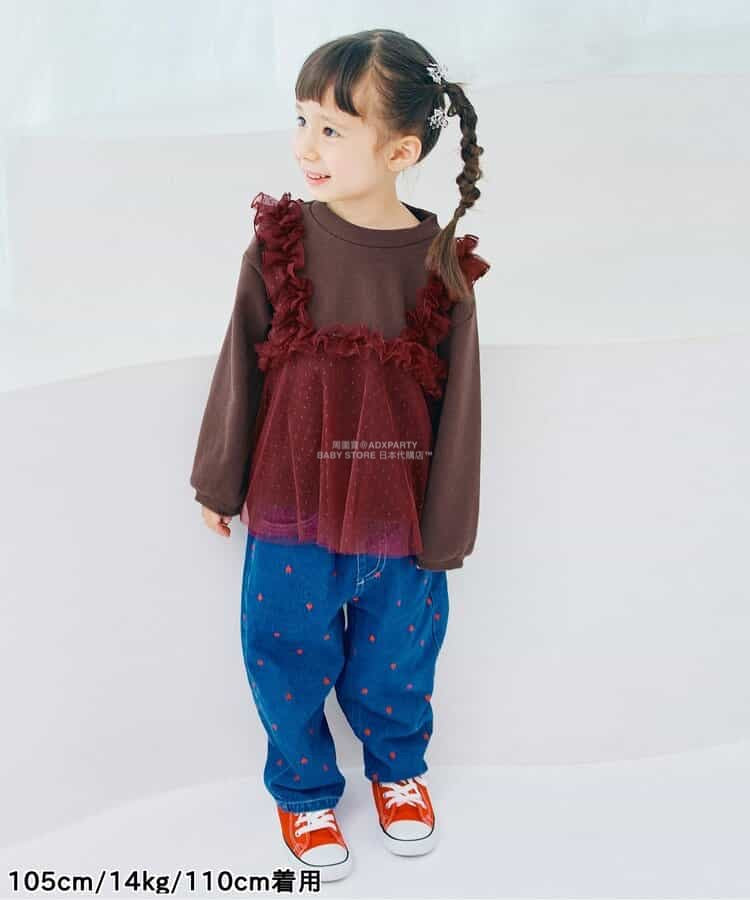 日本童裝 p.premier 薄紗荷葉邊上衣 80-140cm 女童款 秋季 TOPS