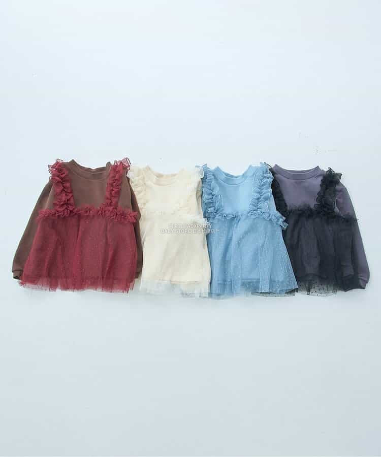 日本童裝 p.premier 薄紗荷葉邊上衣 80-140cm 女童款 秋季 TOPS