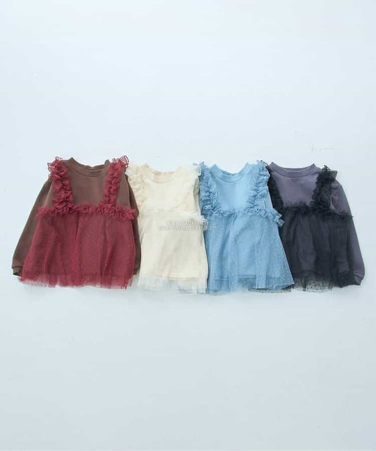 日本童裝 p.premier 薄紗荷葉邊上衣 80-140cm 女童款 秋季 TOPS