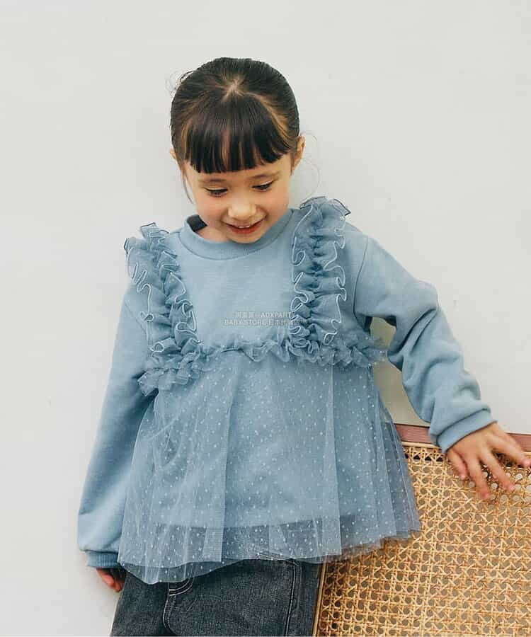 日本童裝 p.premier 薄紗荷葉邊上衣 80-140cm 女童款 秋季 TOPS