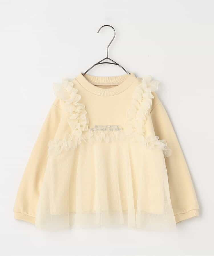日本童裝 p.premier 薄紗荷葉邊上衣 80-140cm 女童款 秋季 TOPS
