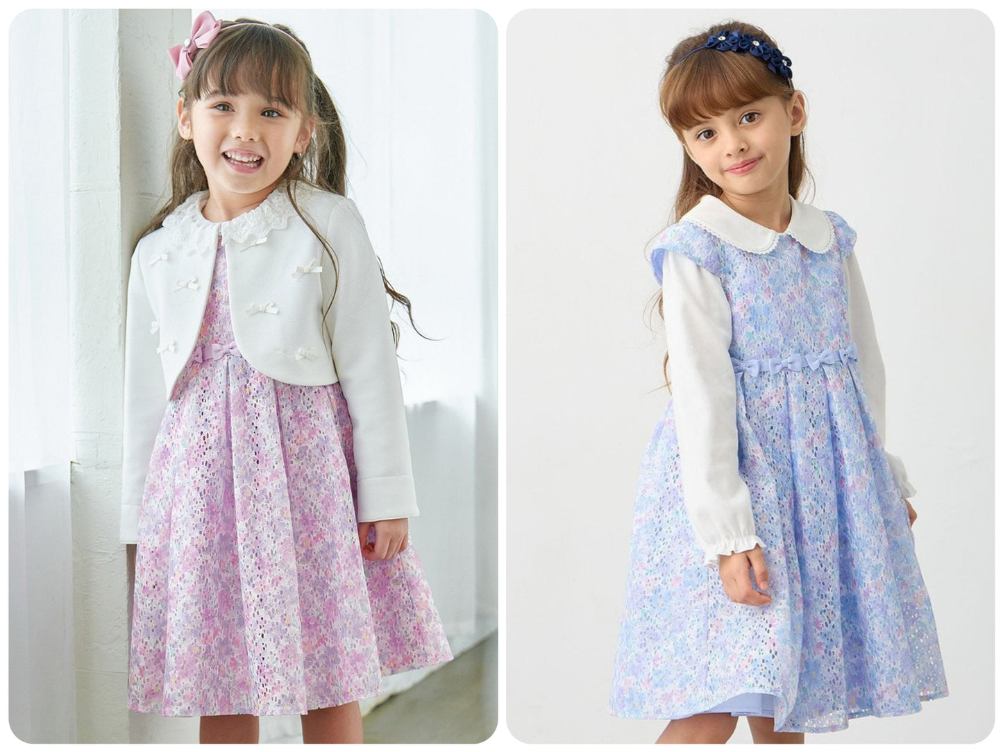 Japanese children's clothing aF#a325 printed lace dress 110-130cm girls summer dresses for interviews/banquets/performances